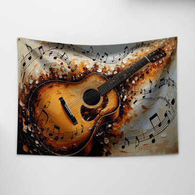 Tapisserie murale musique guitare acoustique