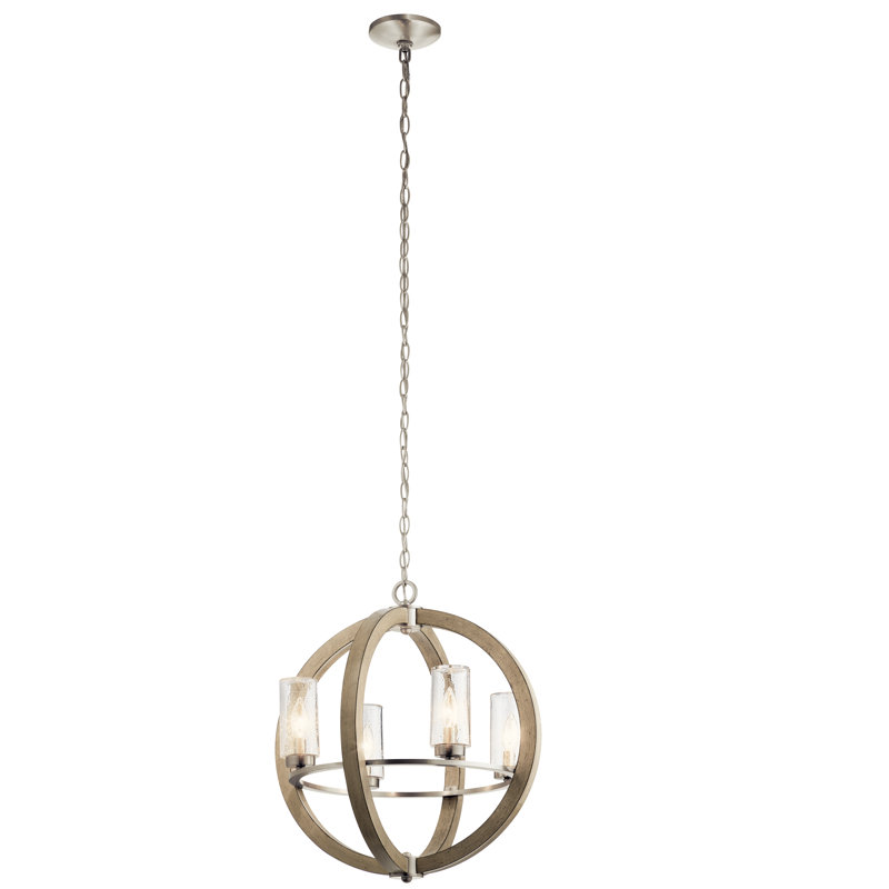 Lustre d'extérieur 4 lumières H 23 po, Gris antique vieilli
