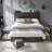 Walnut Wooden Bed with Headboard,USB Port,4 Storage Drawers-367448306