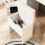 Meuble-lavabo blanc 41,4 po avec éclairage réglable, 5 tiroirs, 4 armoires, station de charge, tabouret rembourré et extérieur rétro - configuration idéale pour une chambre à coucher