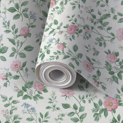 Papier de contact à peler et coller avec impression de tissu floral peint à la main de luxe Branches de feuilles auto-adhésives et amovibles 24 po x 118 po (60 x 300 cm)