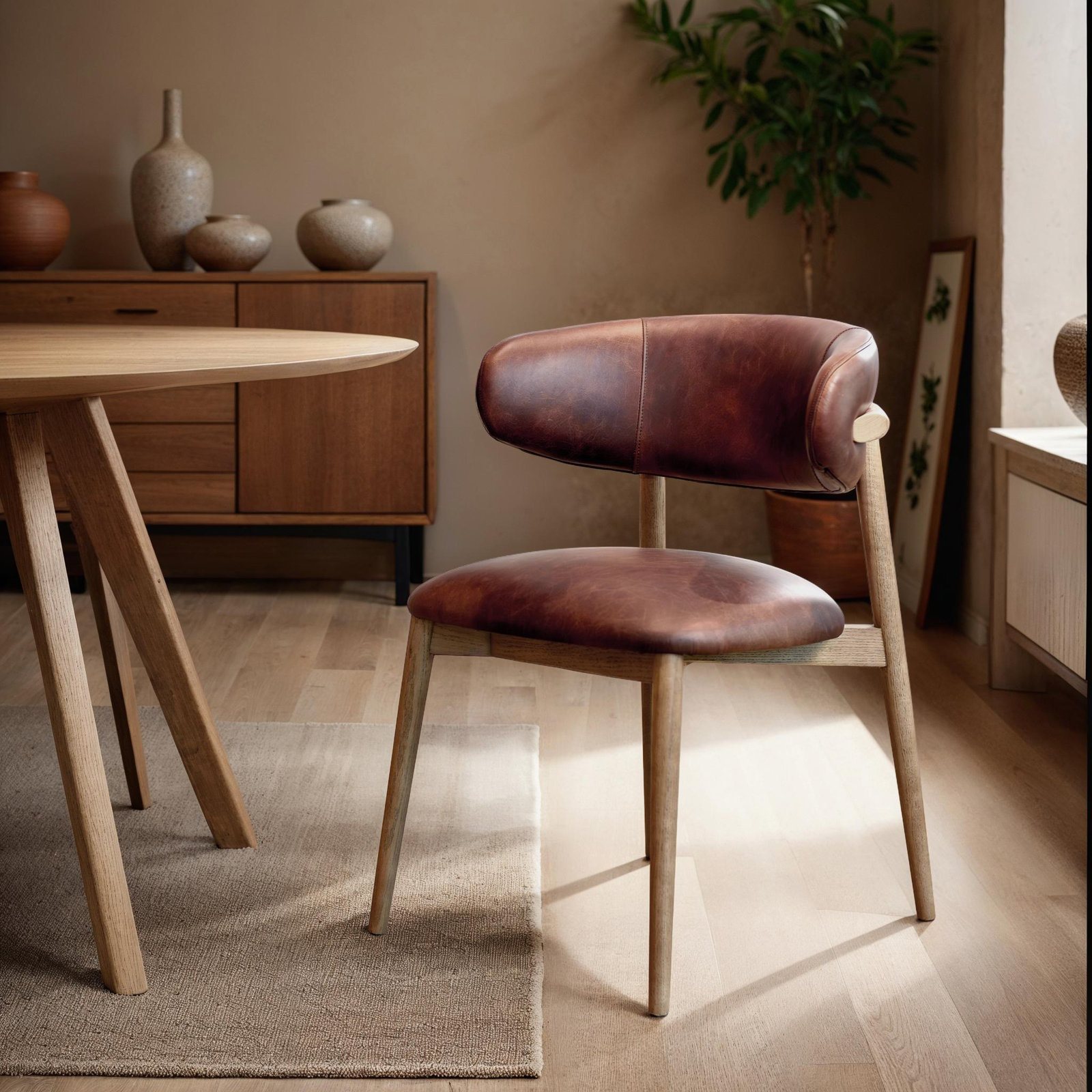 Olimpio Genuine Leather Dining Chair