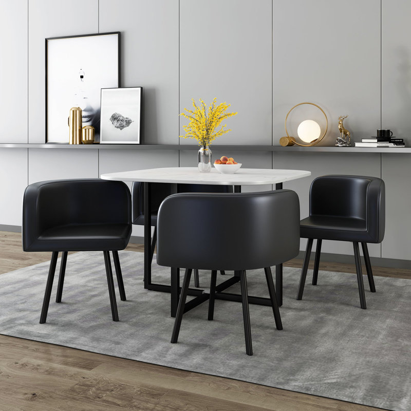 Table de salle à manger Burdell 801 avec 2 chaises, Noir, noir, noir, noir