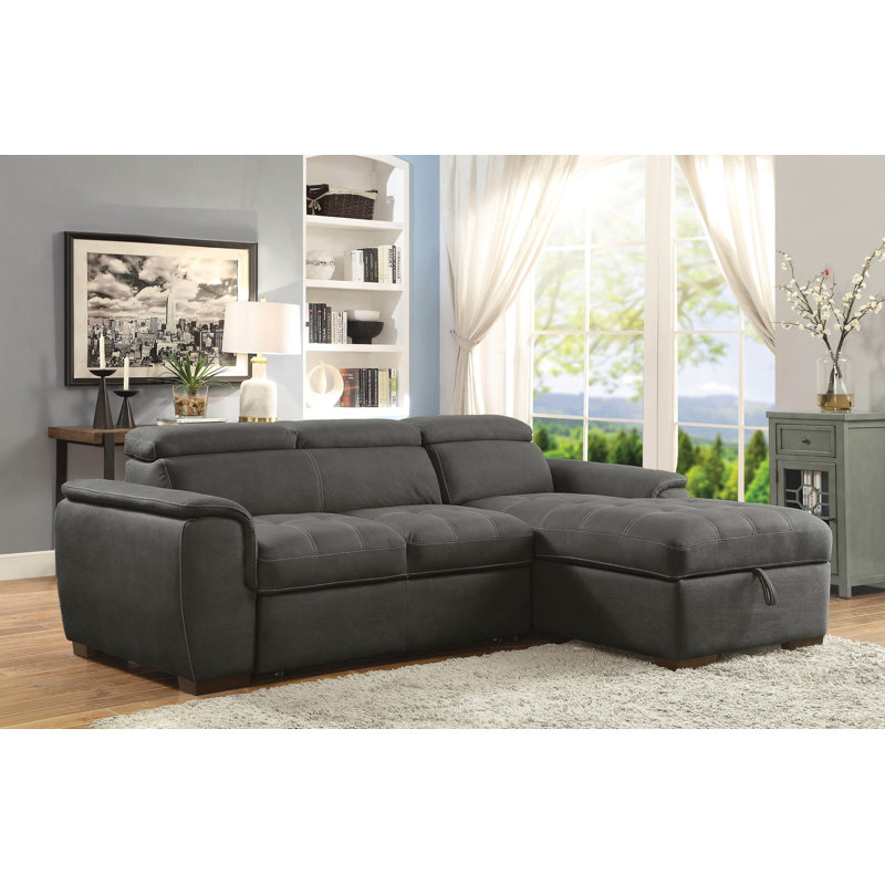 Rossetti Upholstered Sectional Right Hand Facing, Graphite Faux Leather