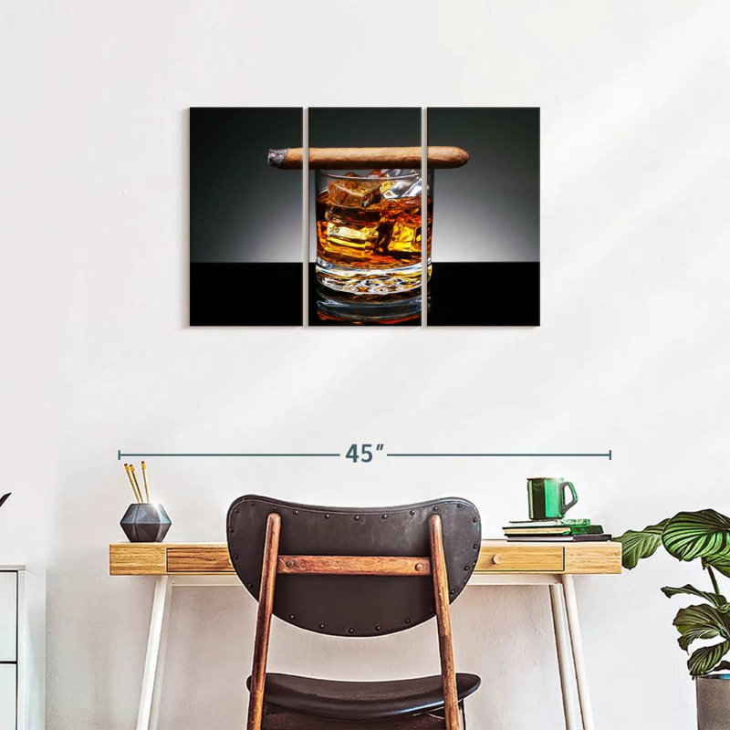 «All Cigar On Whiskey», reproduction d'art sur toile, H 20 po x l 33 po x P 1,25 po