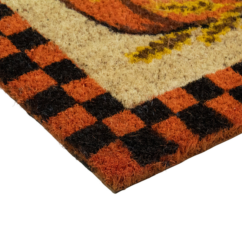 Paillasson damier à motif citrouille d'automne 18 po x 30 po