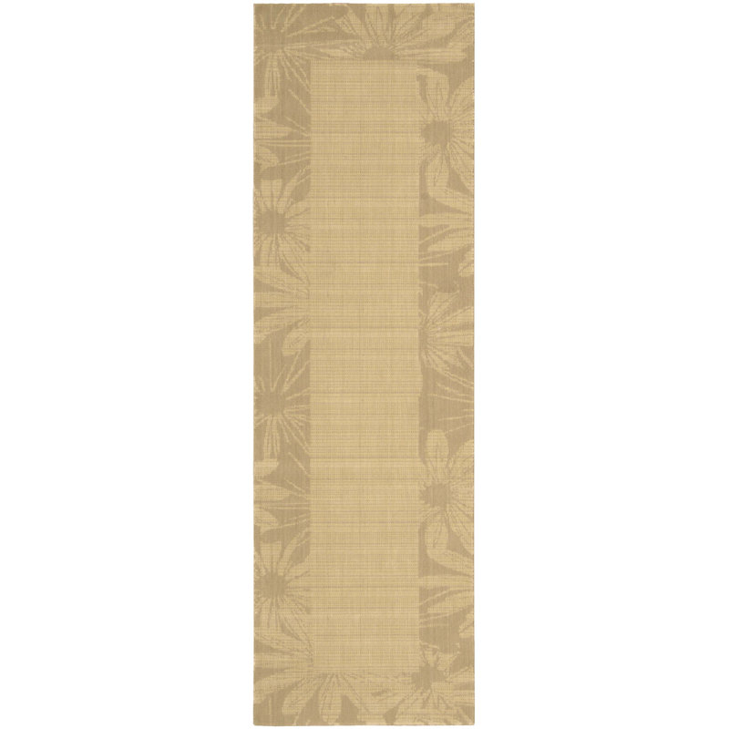 Tapis à aire beige en laine New Patina, Tapis de couloir 2 pi 3 po x 7 pi 5 po