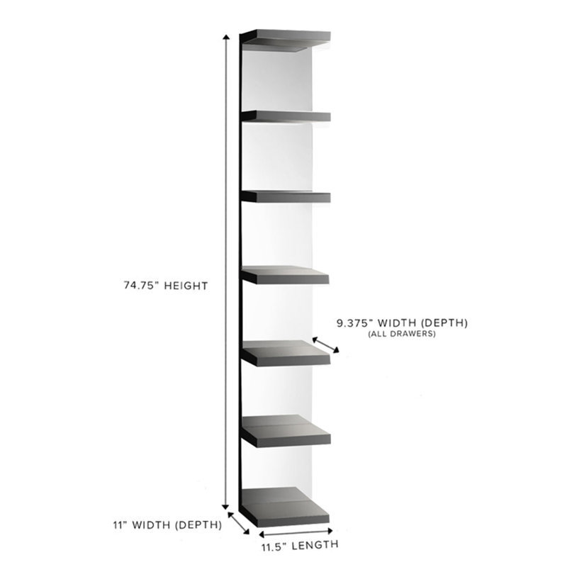 Mirrored Shelf with Anti-Tip Bracket, Slay Station Natalie Mirrored Back Panel, Noir