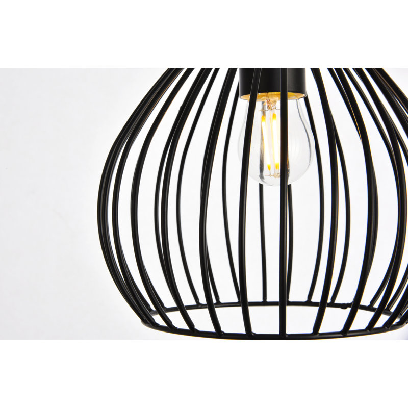 Luminaire suspendu en forme de dôme en métal 1 lumière Fircrest, Noir