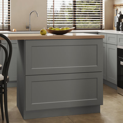HOMEIBRO Cozy Design 36 W x 24 D x 34.5 H Ready-to-Assemble Plywood Shaker Standard Base Cabinet in Shaker Grey