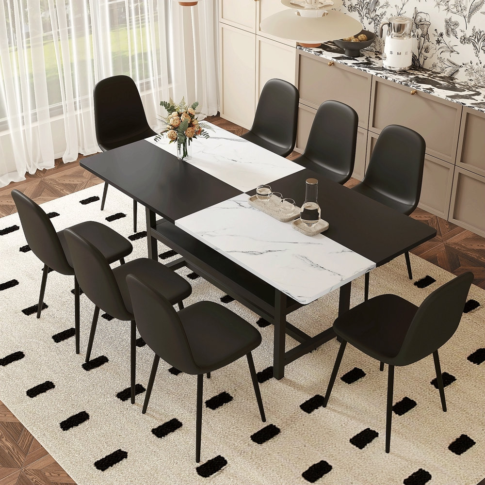 Corrigan Studio® Table And Chair Set. Black Spliced Dining Table With ...