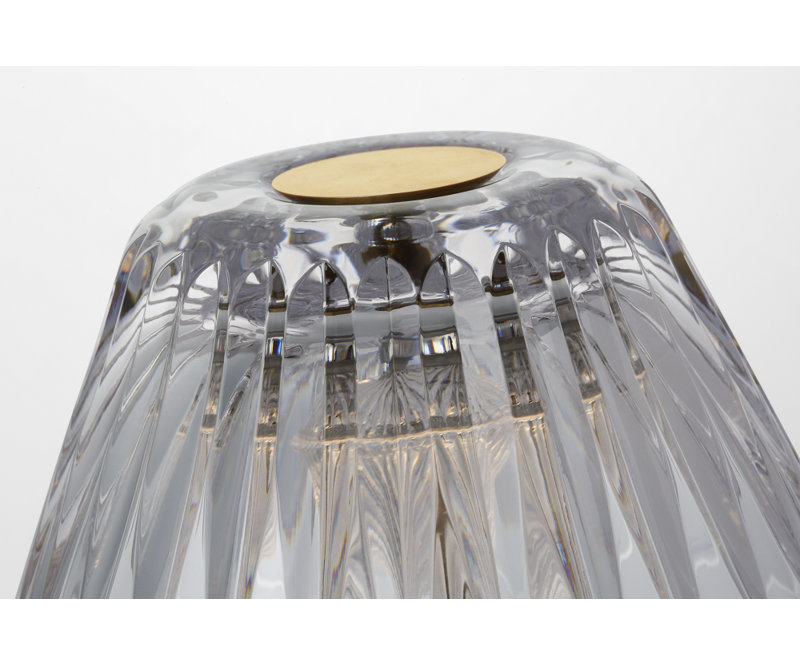Waterford Blaze Rechargeable Table Lamp with Clear Crystal, 11.5" H x 5.75" W x 5.75" D, Gold