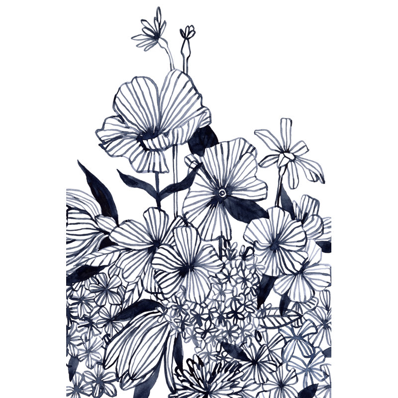 'Wildflower Tangle II' by Emma Scarvey - Painting Print, 122cm H x 81cm W, Black Floater Frame