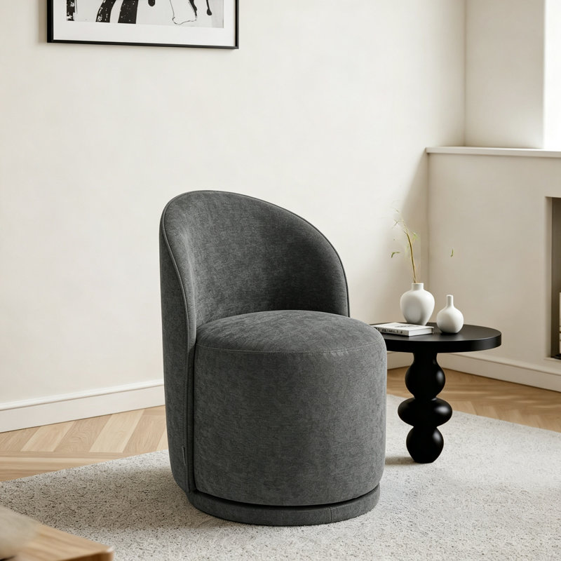 Fauteuil d'appoint pivotant en tonneau Modern, Dark Grey Cotton Blend