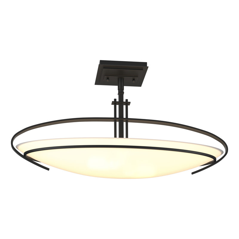 Mackintosh 2 - Light 23.6" Simple Bowl Semi Flush Mount, Black