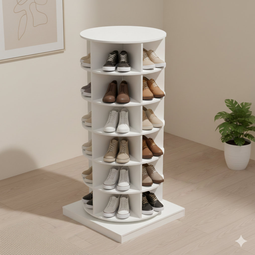 Wrought Studio 360-Degree Rotating Shoe Storage Carousel In Grey With ...