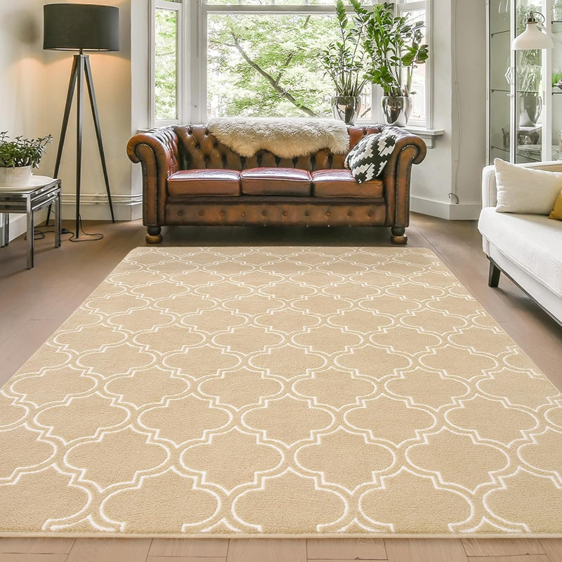 Soft Moroccan-Style Bedroom Rug, Shaggy Modern Area Rug, Rectangle 5' x 7'