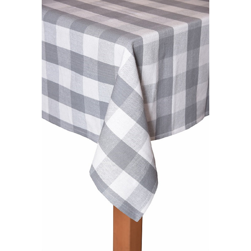 Connors Cotton Tablecloth, 104" x 60", Gray