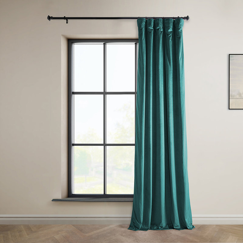 Matra Room Darkening Rod Pocket Single Curtain Panel, 50" W x 108" L, Deep Sea Teal