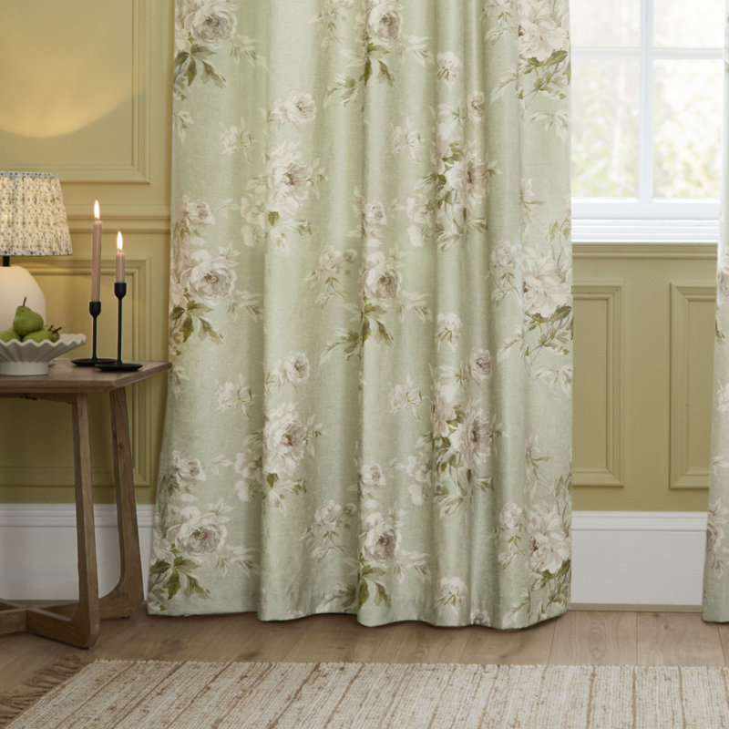 Adele Room Darkening Curtain Panel Pair, 65.75cm Width x 182cm Drop, Green