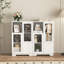Armoire peinte en panneau de fibres à densité moyenne avec portes et tiroir en verre, espace de rangement ouvert, blanc, chambre à coucher, salon
