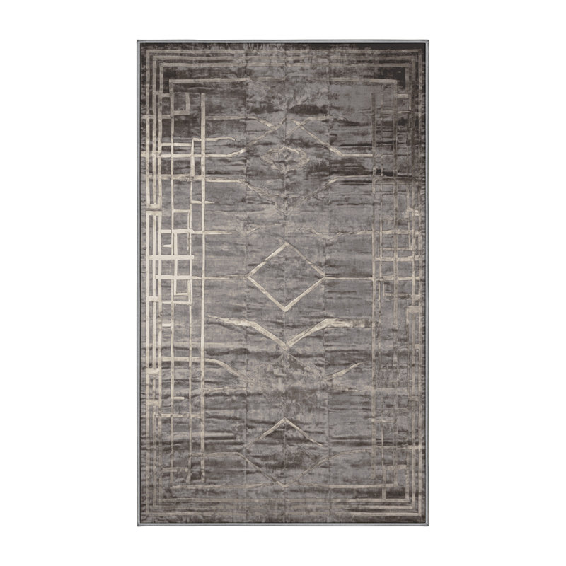 Machine Washable Gray Area Rug, Rectangle 8' x 10'