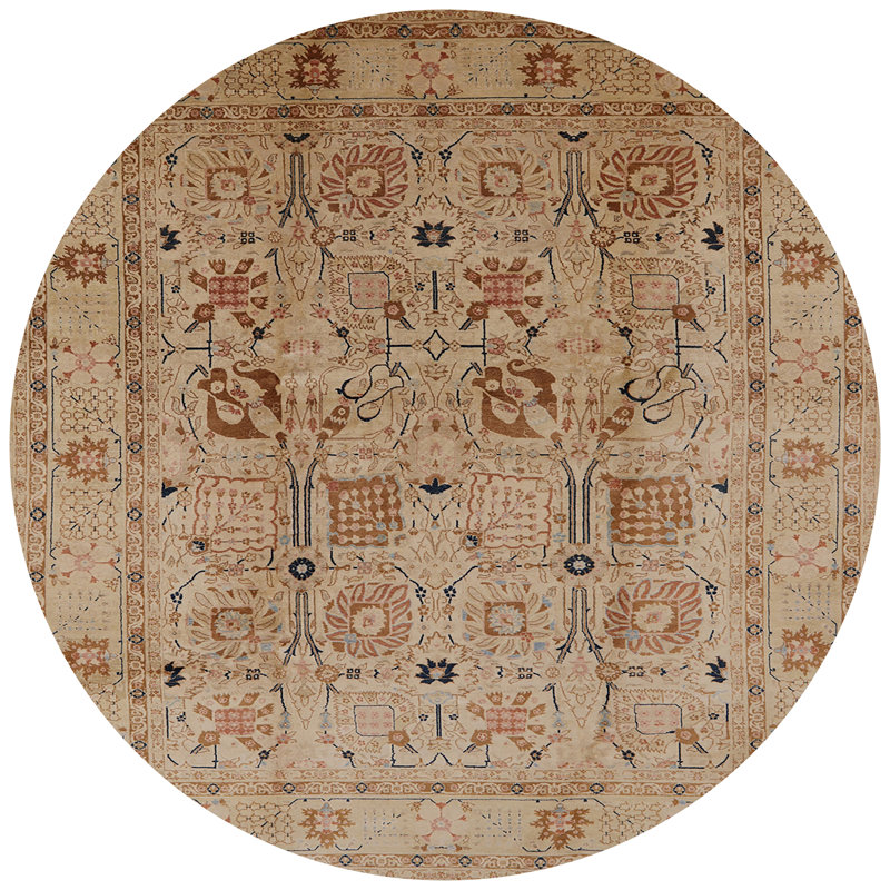 Tapis brun à motif oriental, Rond 3 pi