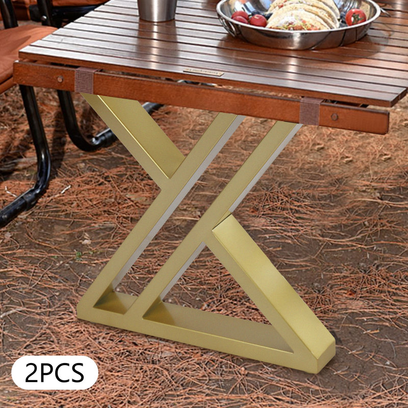Table Legs 16" Set of 2 Metal Table Legs Heavy Duty Dining Coffee Table Legs Iron Desk Legs, Gold