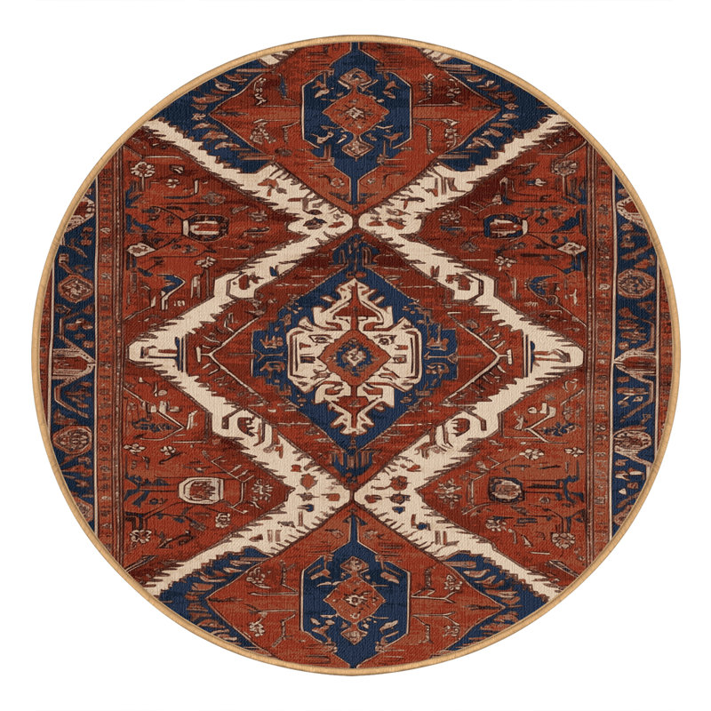 Tapis brun lavable à la machine, Rond 5 pi