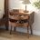 Tables de chevet rotatives à compartiments cachés, meubles de dissimulation modernes Mid-Century, table de chevet en rotin, table de bout à compartiments avec pieds en bois, tables de chevet pour chambre à coucher, salon
