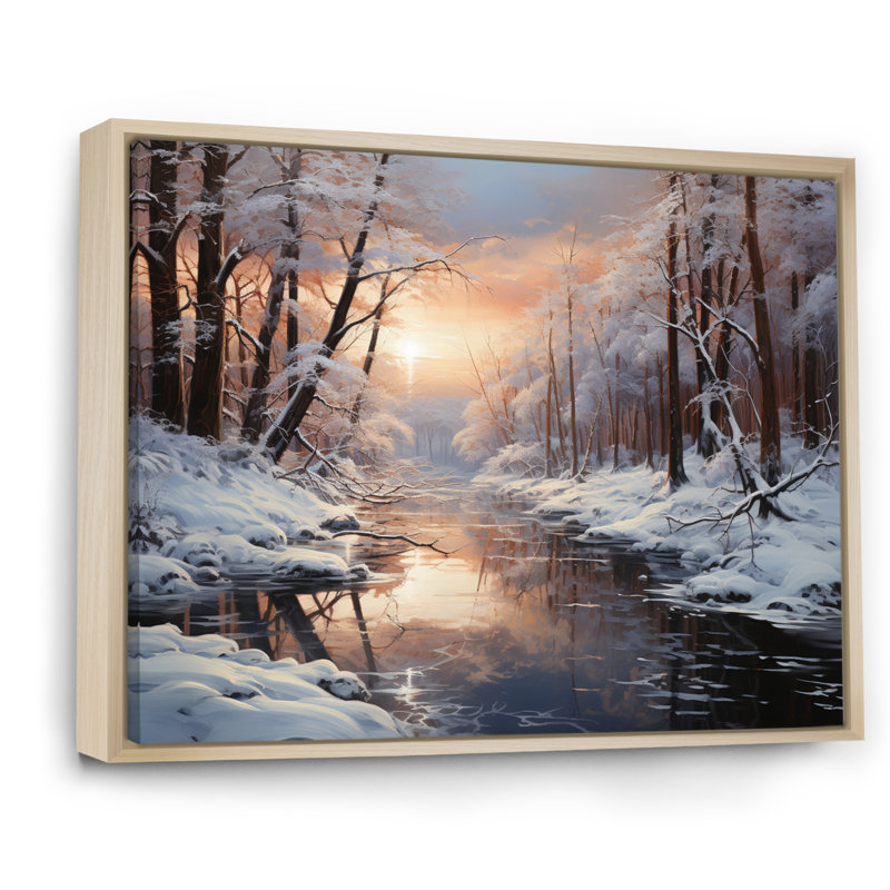Frozen Wilderness Winter Landscape I - Art mural paysage d'hiver, Cadre naturel flottant, H 34 po x l 44 po x P 1,5 po