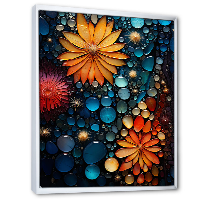 Spiritual Crystal Energy - impressions sur toile abstraites, H 32 po x l 24 po x P 1 po, Cadre flottant blanc