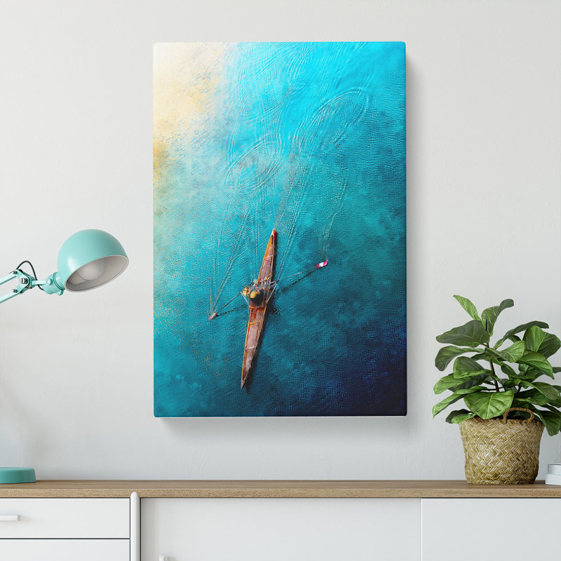 Single Scull Rowing Boat - Wrapped Canvas, 76cm H x 50cm W x 3cm D