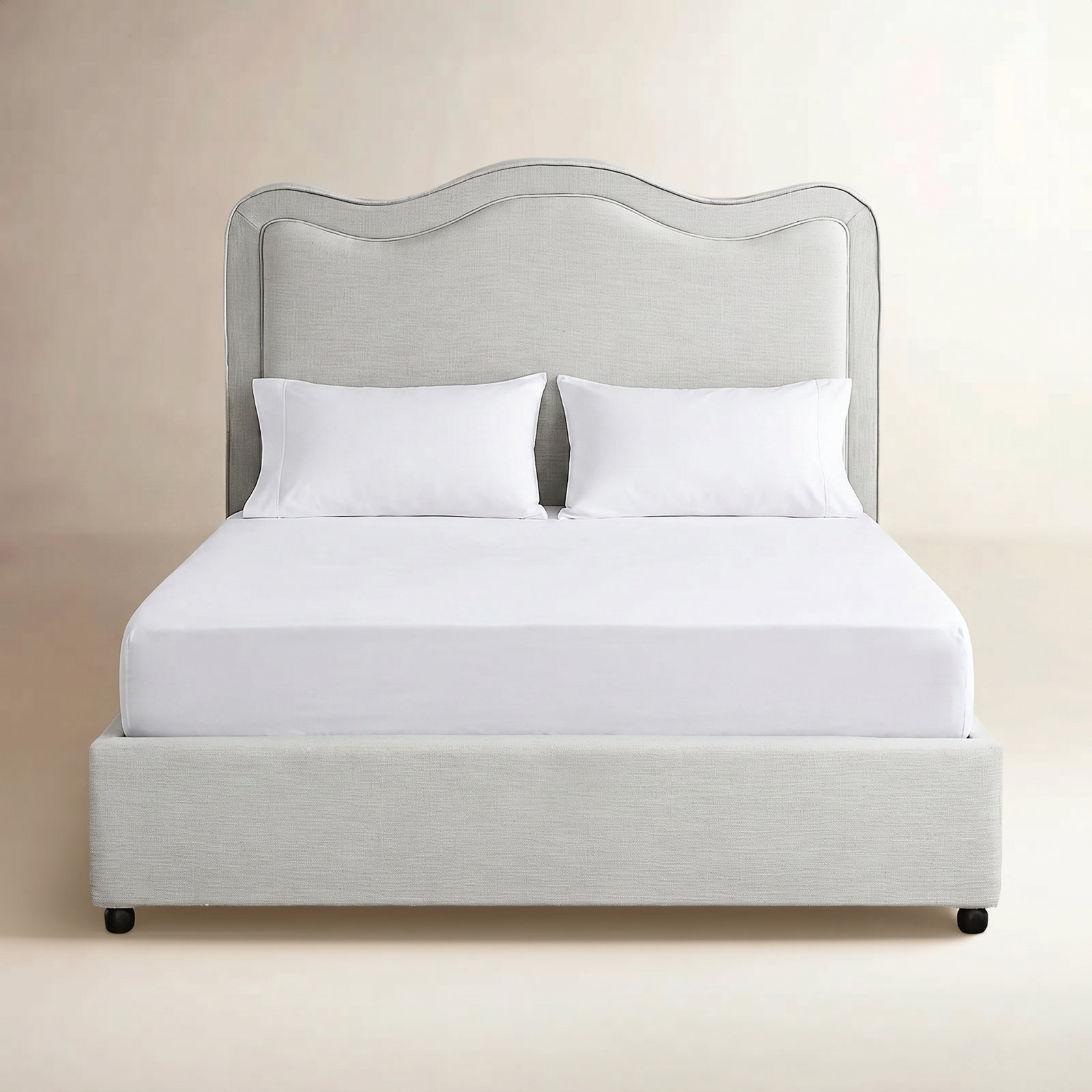 Felix Upholstered Bed, Queen, Cream Linen