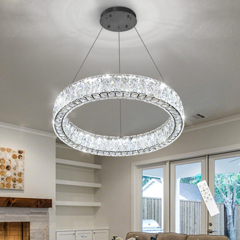 Lustre moderne en cristal à DEL noir, Matte Black