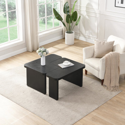 Black Detachable Coffee Table, 47.28*23.5 & 35.43*31.49 Inch Rectangle Wood, L-shape For Reading Room Wood Rectangle, Office