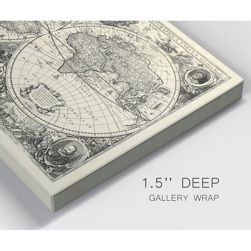 Vintage World Map - Wrapped Canvas Print, 20" H x 16" W x 1" D