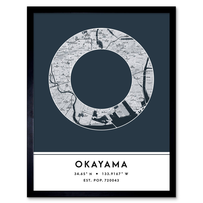 Okayama City Map Okayama Japan City Map - Single Picture Frame Typography