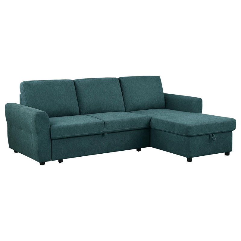 Alajandro 2 - Piece Upholstered Sectional in Teal, Teal Blue Fabric