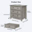 Ensemble de commode pour chambre 2 pièces - commode 9 tiroirs et table de chevet 3 tiroirs l 26,7 po avec station de charge, gris délavé