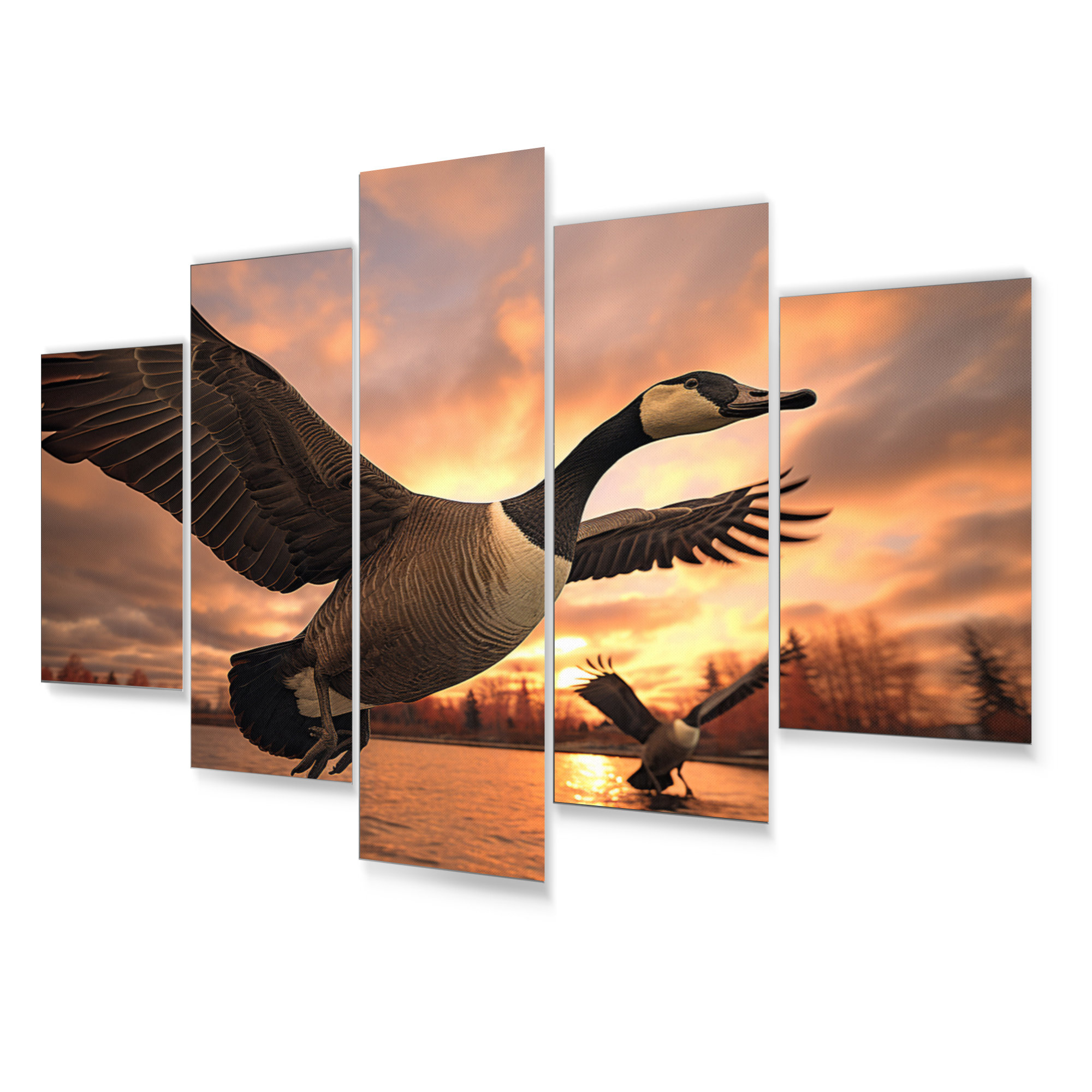 DesignArt Canada Canadian Geese I Animals Metal Wall Art Prints Set