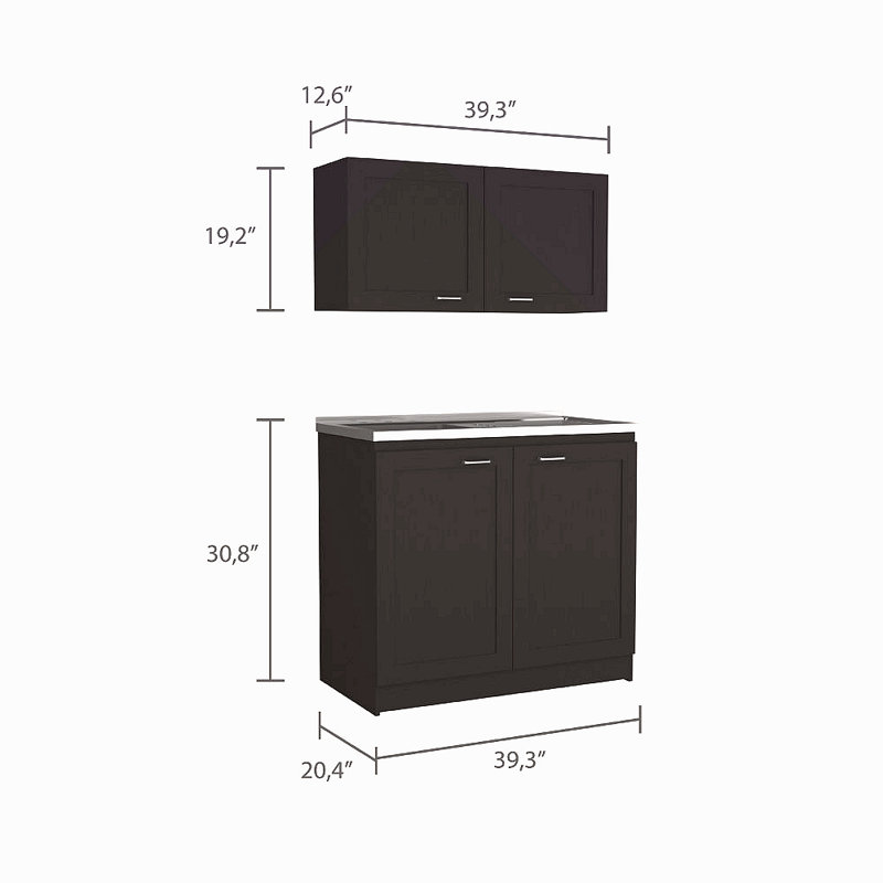 Armoire, ensemble de deux pièces, Noir