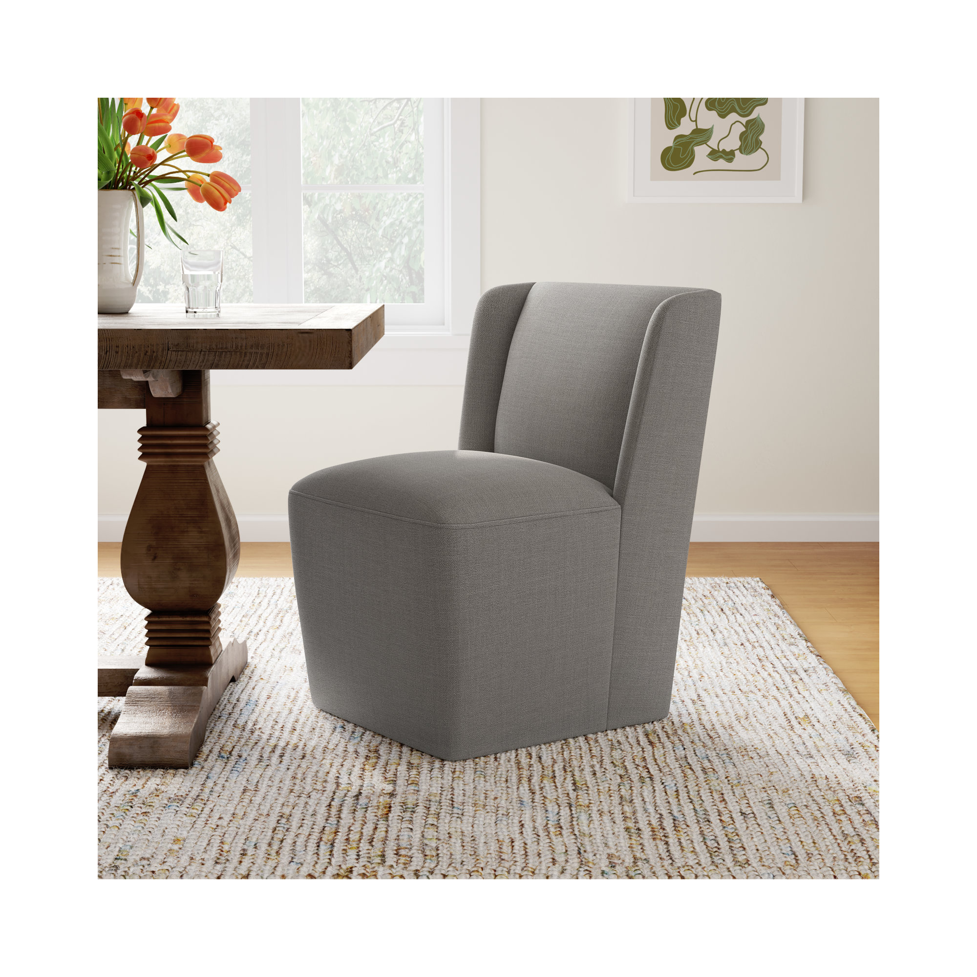 Ardeth Upholstered Side Chair, Effie Flint Performance Linen