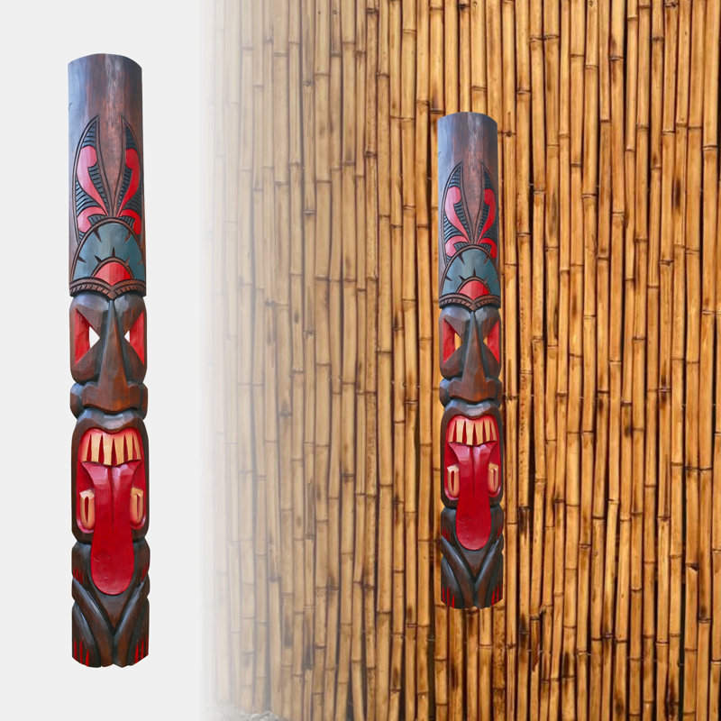 60 po. Masque de tiki d'extérieur, décoration de langue tahitienne