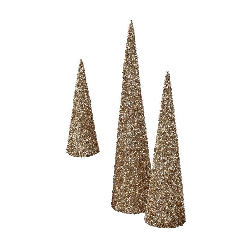 Ensemble 3 pièces d'arbre à cône scintillant, Champagne