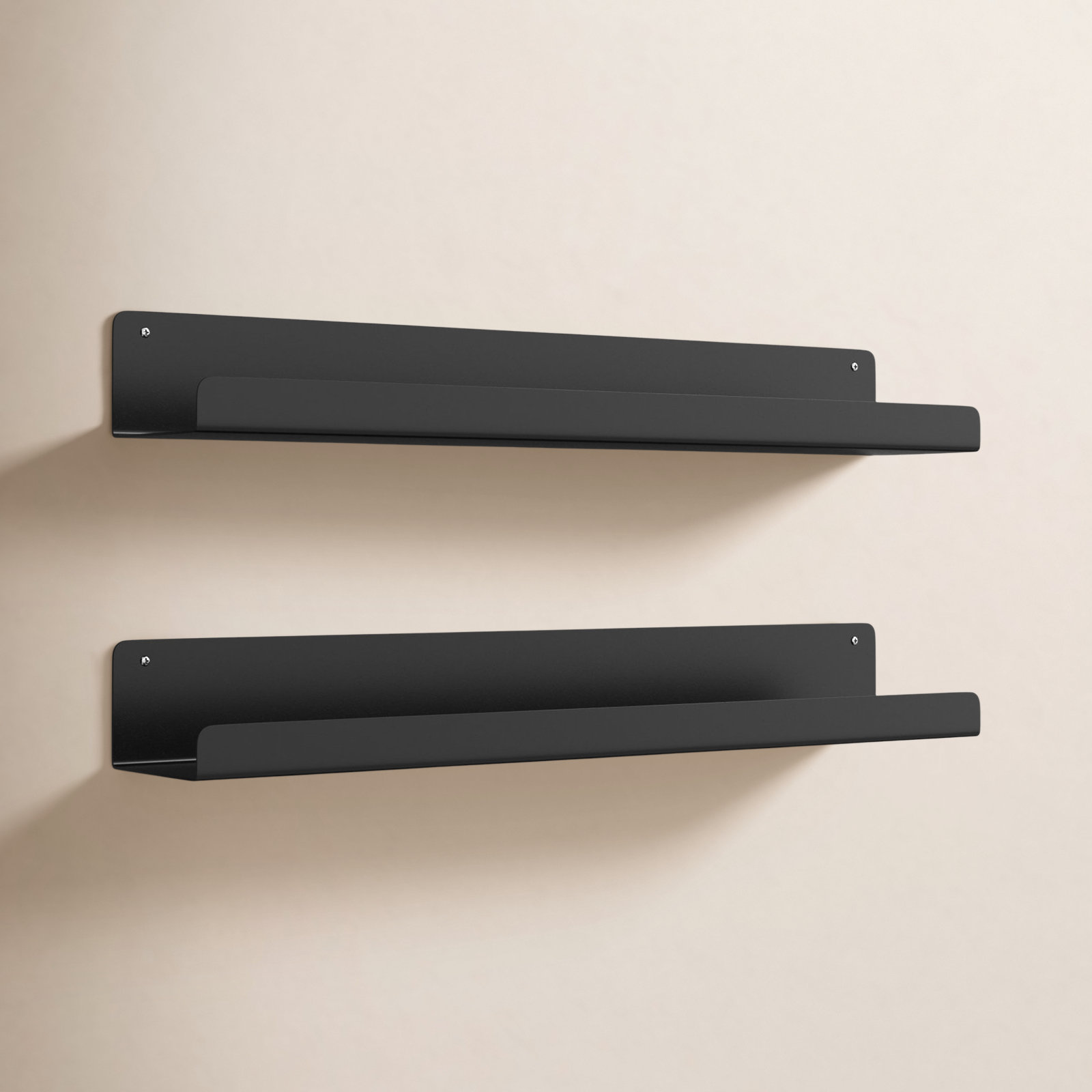 Tara 23.75" W Metal Rectangle Floating Shelves, Black, 3.25" H x 23.75" W x 4.5" D