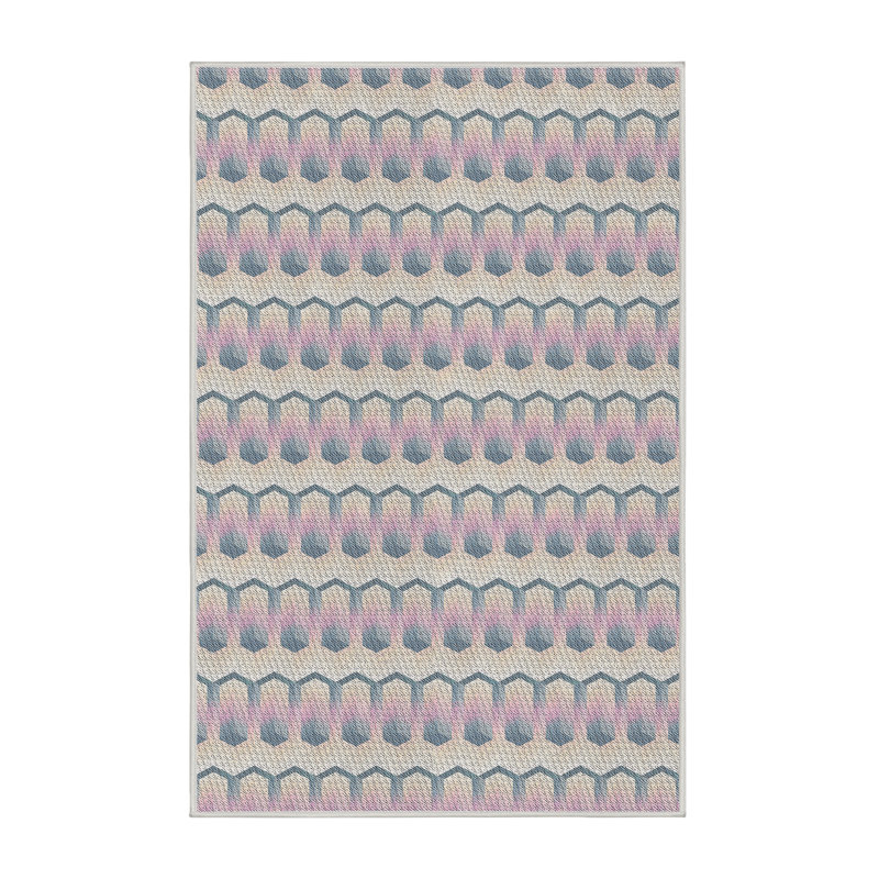 Tapis beige/rose à motifs, Rectangle 2 pi x 4 pi