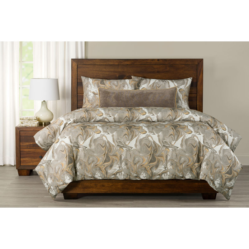 Wanderlust Marbled Duvet Cover & Insert Set, Cal. King Duvet + 2 King Shams + 1 Bolster, Sapphire