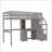Twin/Twin Size Gray Solid Pine Wood Loft Bed with Storage Desk No Box Spring Needed