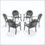 Chaise de patio en fonte d'aluminium avec coussins rouges (ensemble de 6)-130624068